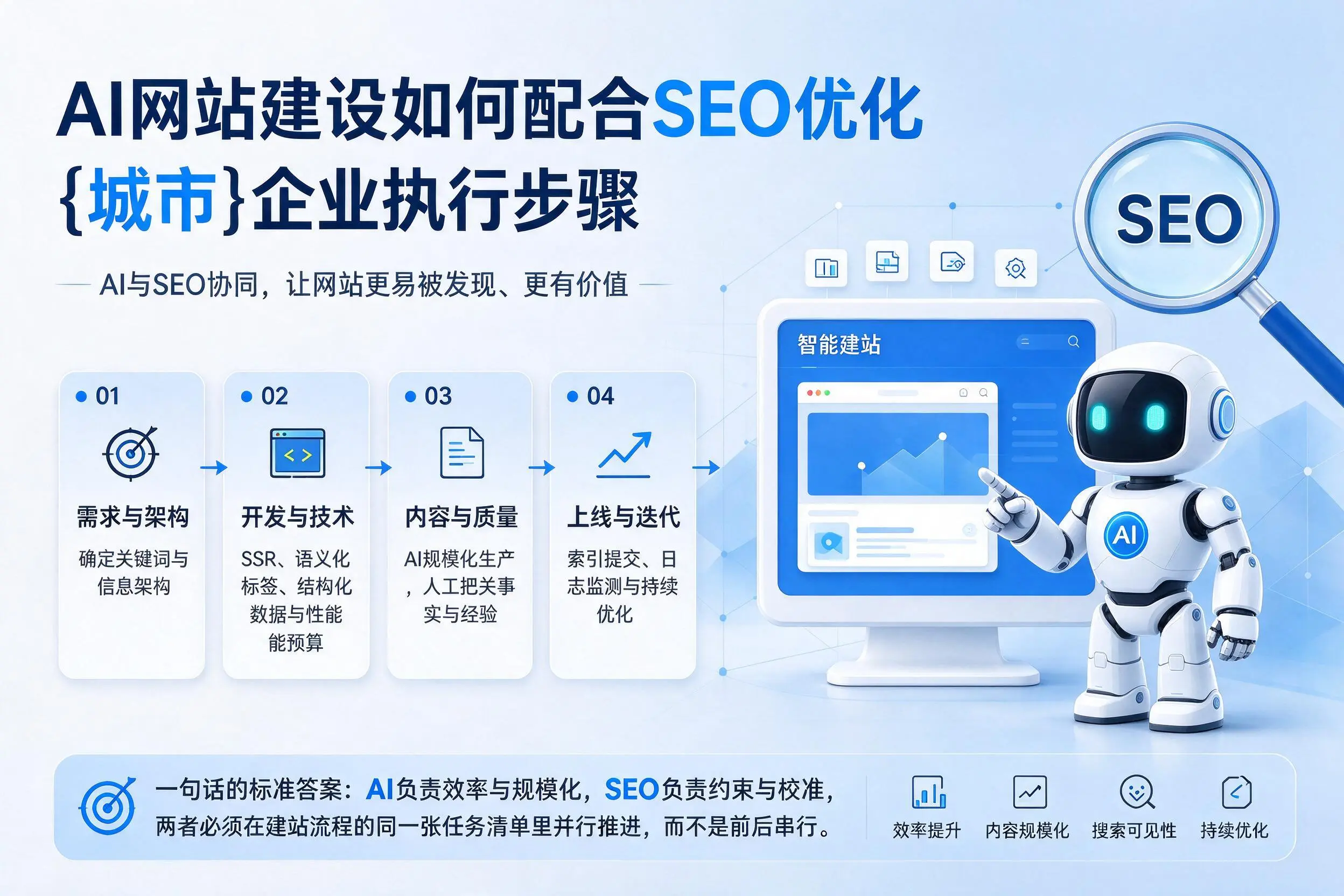 AI网站建设如何配合SEO优化，三门峡企业执行步骤