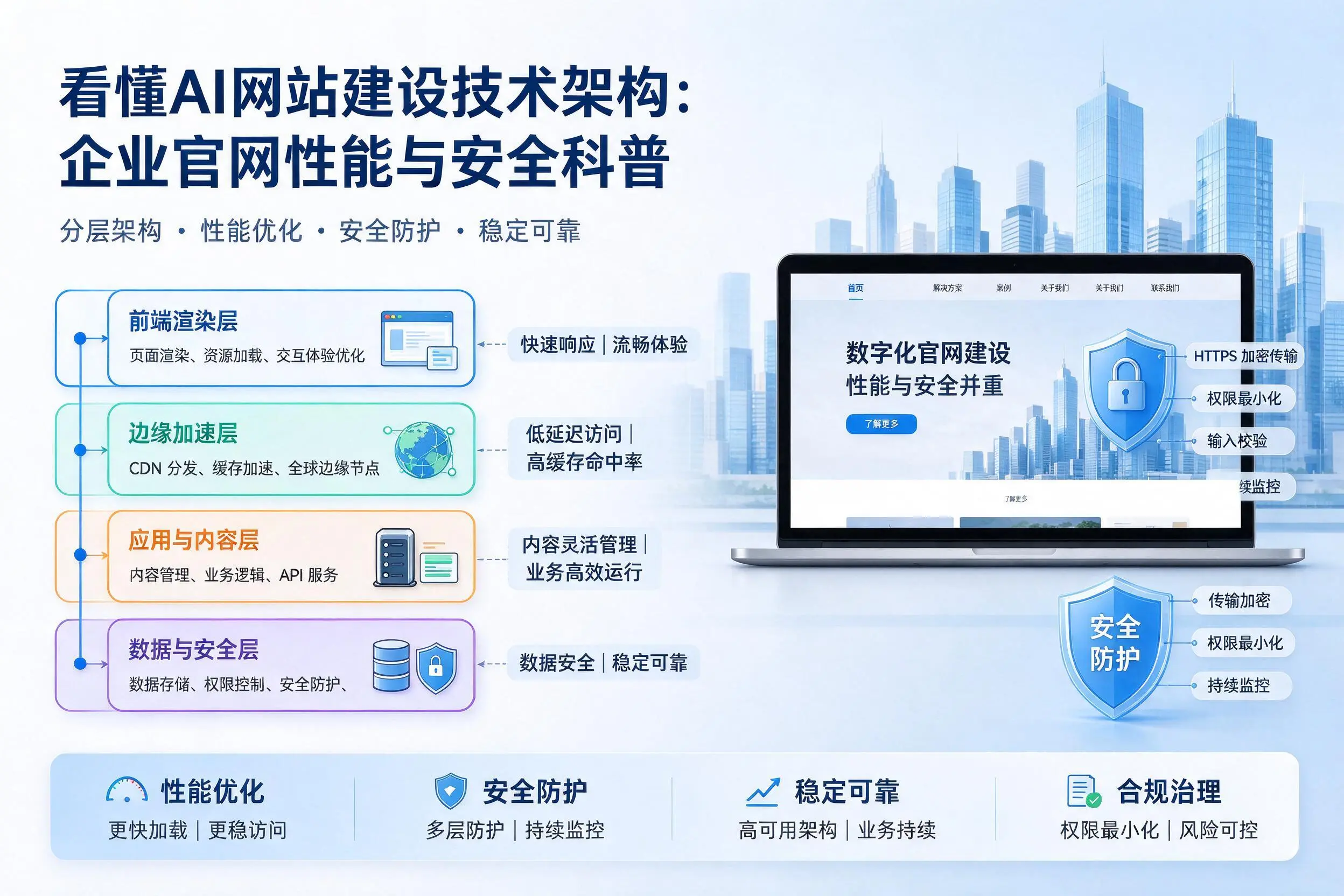看懂AI网站建设技术架构：三门峡企业官网性能与安全科普