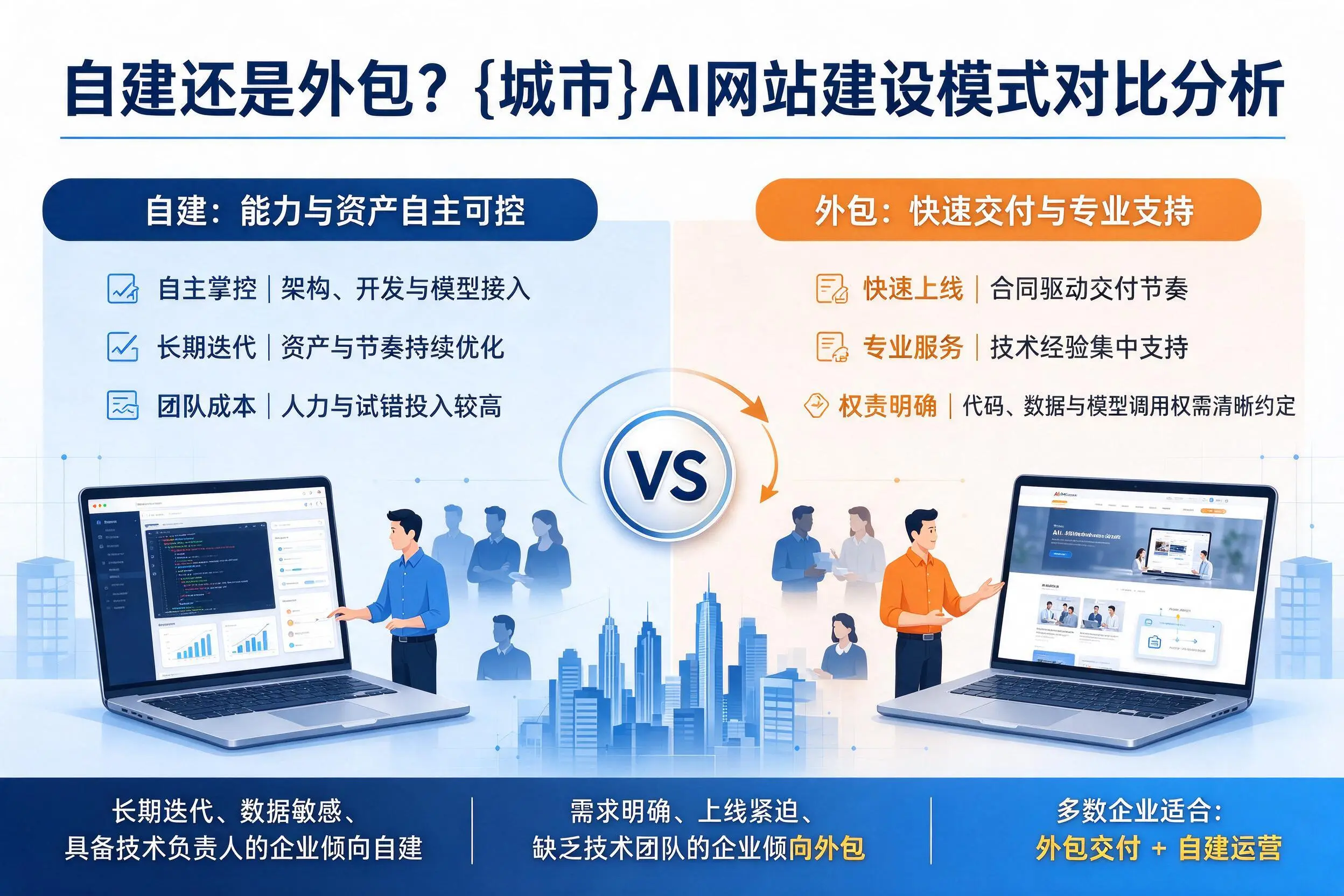 自建还是外包?三门峡AI网站建设模式对比分析
